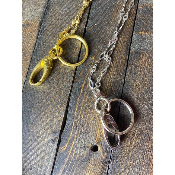 Ecohip 2 Chain Lanyards Gold & Silver For Key Card Holder ID Badge - Picture 2 of 8